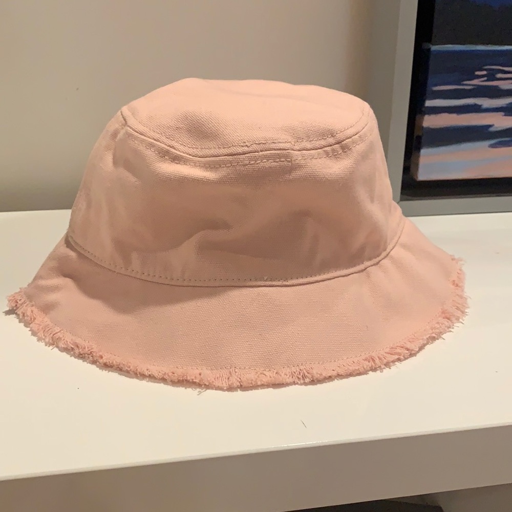 J.Crew pale pink bucket hat with fringe. New with tags. Never worn.